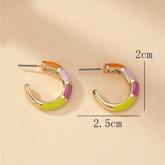 Colored Drip Glaze C-Shaped Earring multi color pastel earring
Elegant earrings - Picture 3 of 3